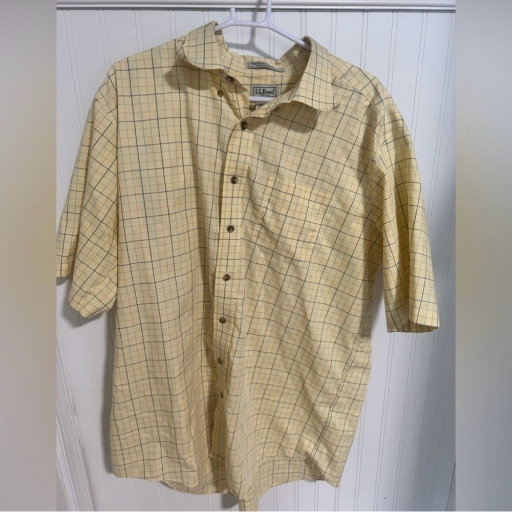 L.L. Bean Yellow Plaid Casual Button Down Shirt